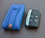CRB-KF09 Кожаный чехол для ключа Key Fob Land Rover, Jaguar, Porsche Panamera - Синий