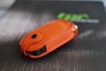 CRB-KF05 Кожаный чехол для ключа Key Fob универсальный 8cm - Ярко Оранжевый (Биркин)