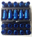 Кованые алюминиевые гайки - FN nuts (с секреткой) TPI-FN08 XPAL40-2545-44N/BL-20 W/Knurl W/Lock Kit M12 x 1.25-цвет синий